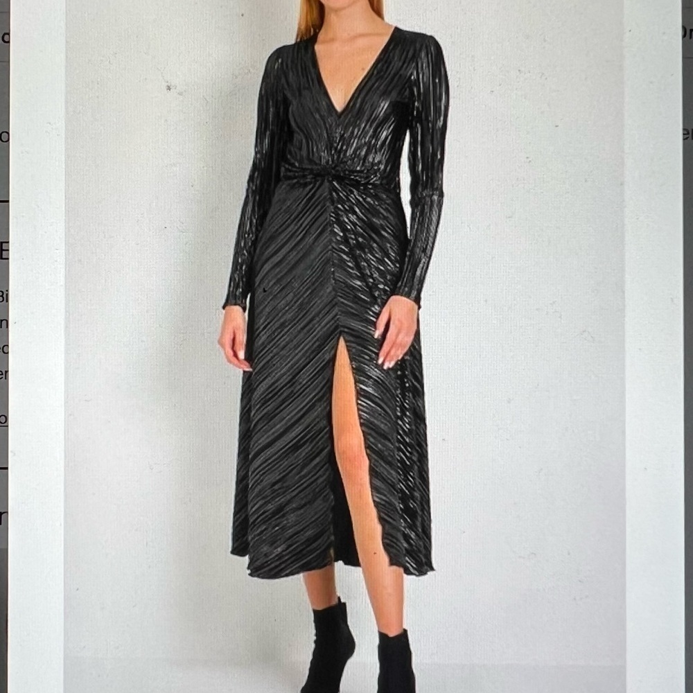 Rotate Birgen Christensen Number 7 Pleat Dress in Black - Plissée